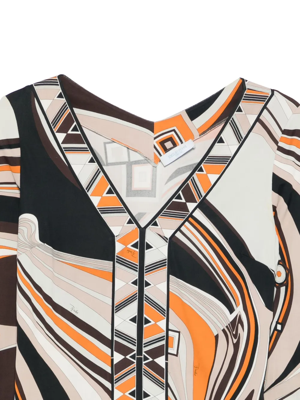 Pre-owned Pucci 2000s Geometric-print Dress In Neutral