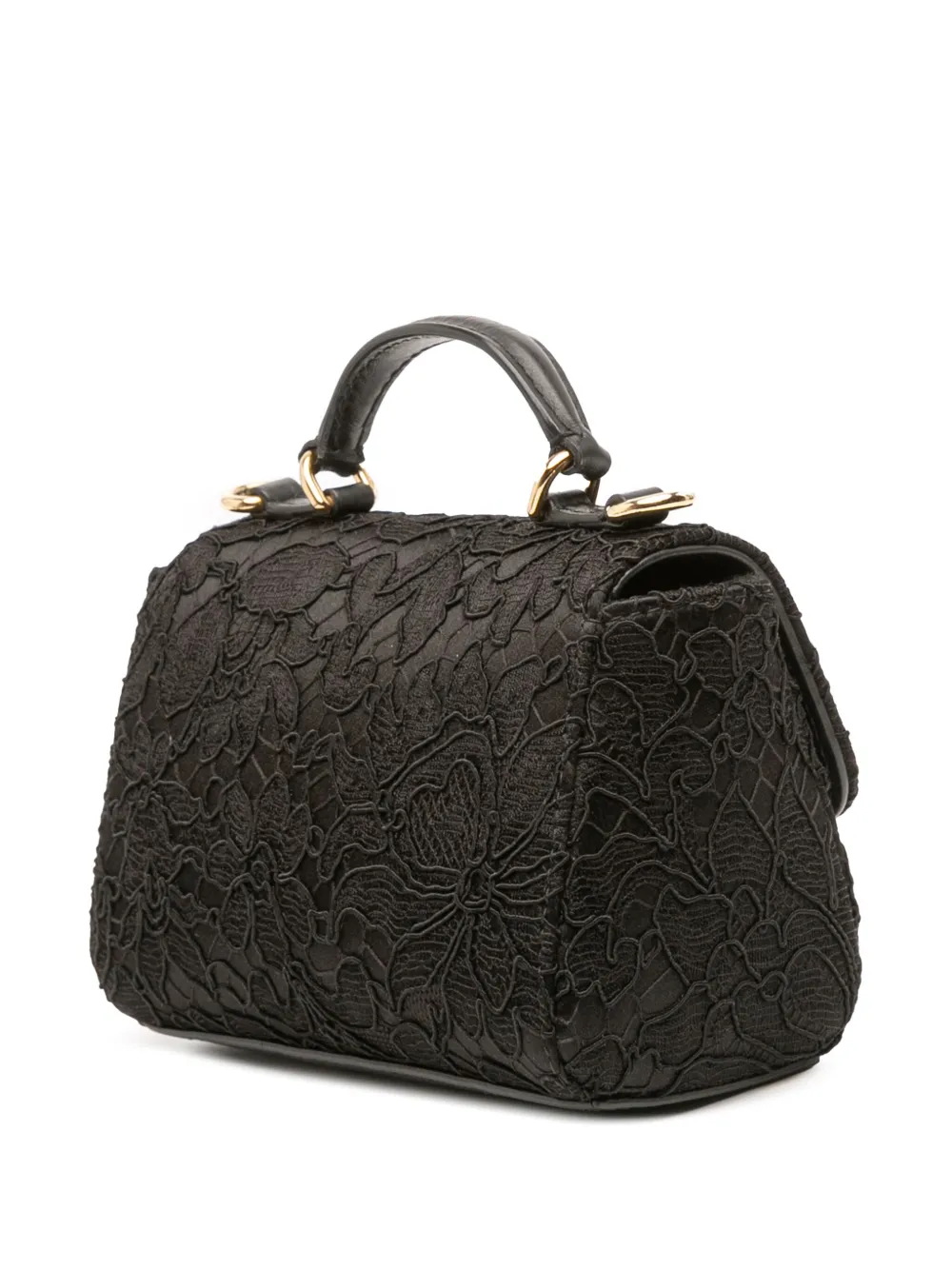  Dolce & Gabbana Pre-owned Bolso Satchel De Seda Y Encaje Con Solapa Y Aplique Dg Con Cristales 1990-2010 - Negro 