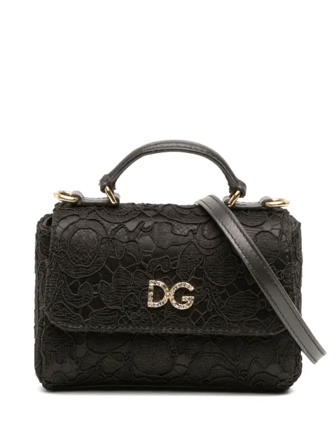 Dolce & Gabbana Pre-Owned 1990-2010 Silk and Lace Crystal Embellished DG Flap satchel