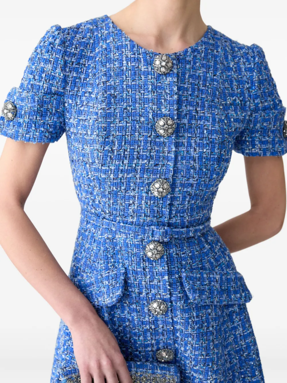 Carolina Herrera Tweed midi-jurk Blauw