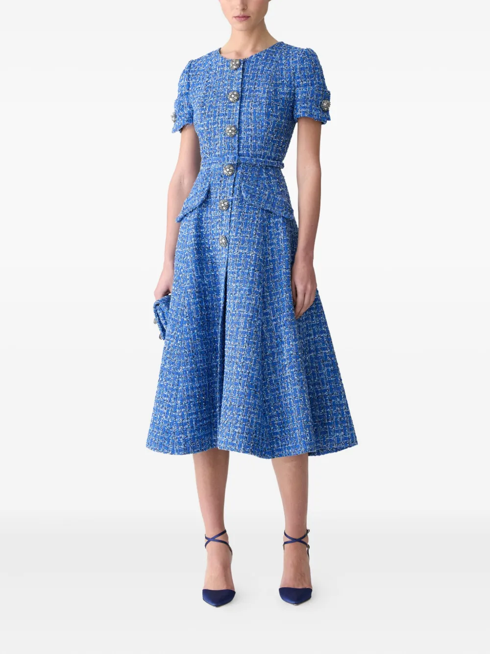 Carolina Herrera Tweed midi-jurk - Blauw