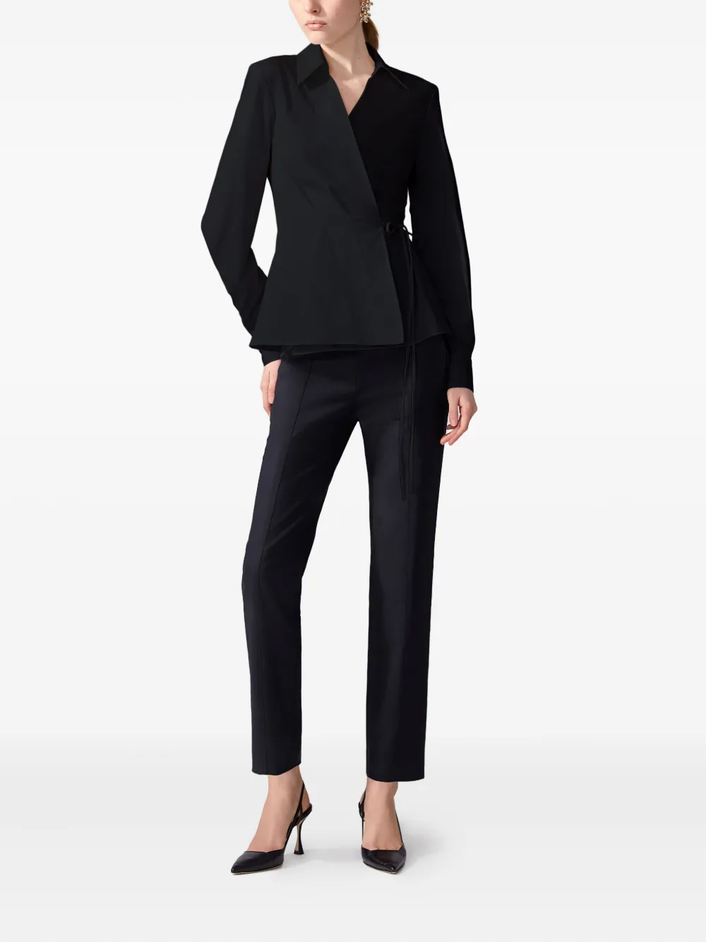Carolina Herrera tie-waist wrap shirt - Zwart