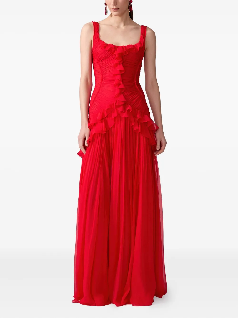 Carolina Herrera Geplooide maxi-jurk - Rood