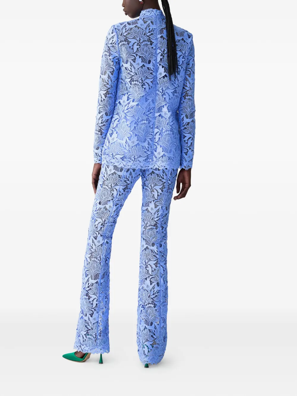 Carolina Herrera Kanten top met geborduurde tulp Blauw