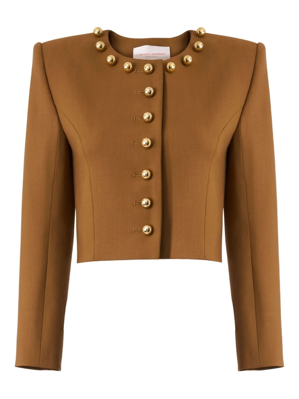 Carolina Herrera Button-collar Jacket In Brown