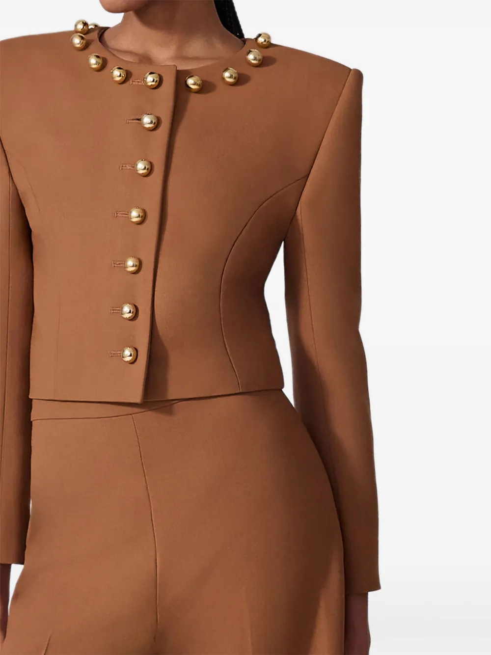 Carolina Herrera Button-collar Jacket In Brown