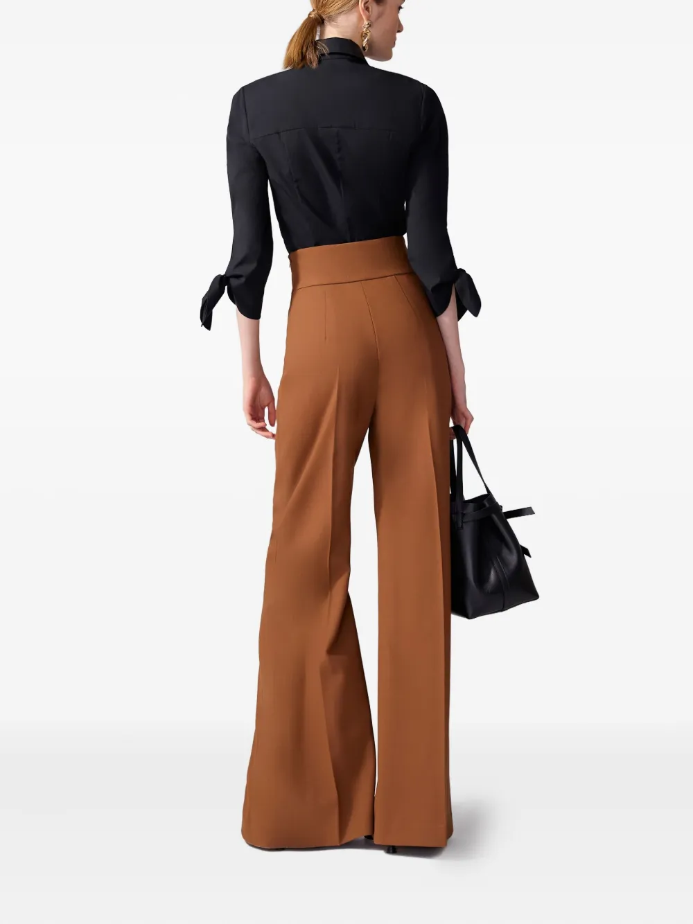 Carolina Herrera Diane High-rise Wool Wide-leg Pants In Brown