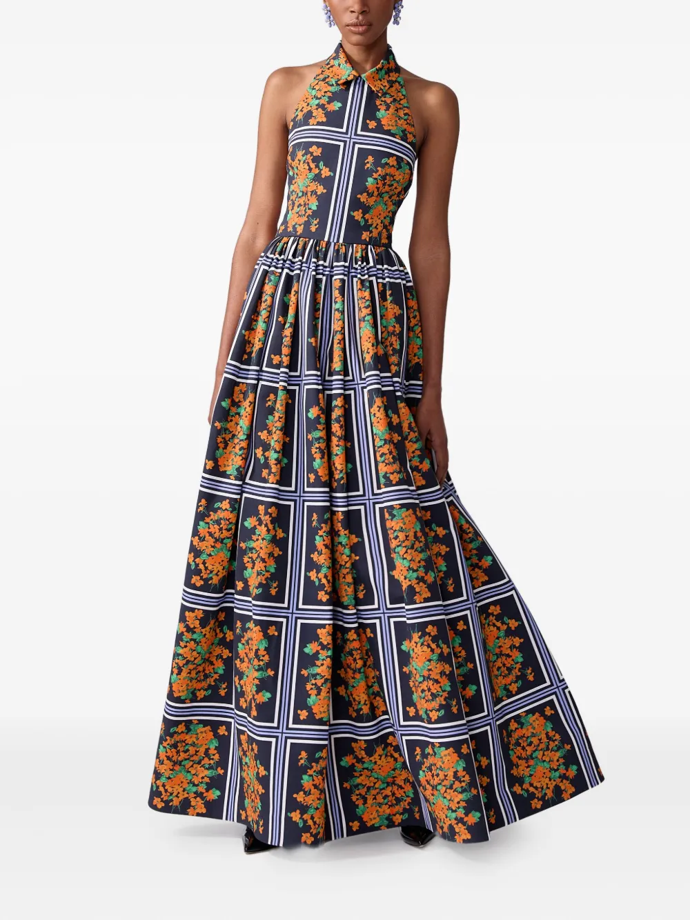Carolina Herrera Avondjurk met bloemenprint - Zwart
