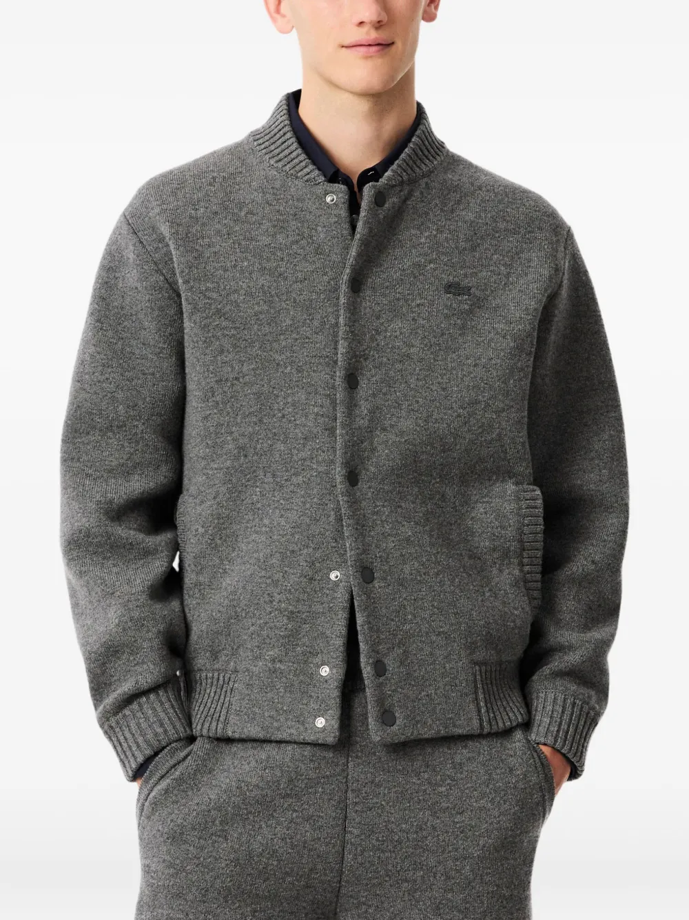 Lacoste buttoned-knitted bomber jacket | Grey | Image 1
