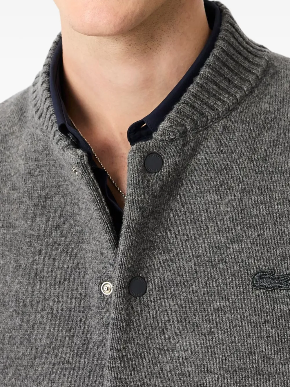 Lacoste Gebreid bomberjack met knopen Grijs