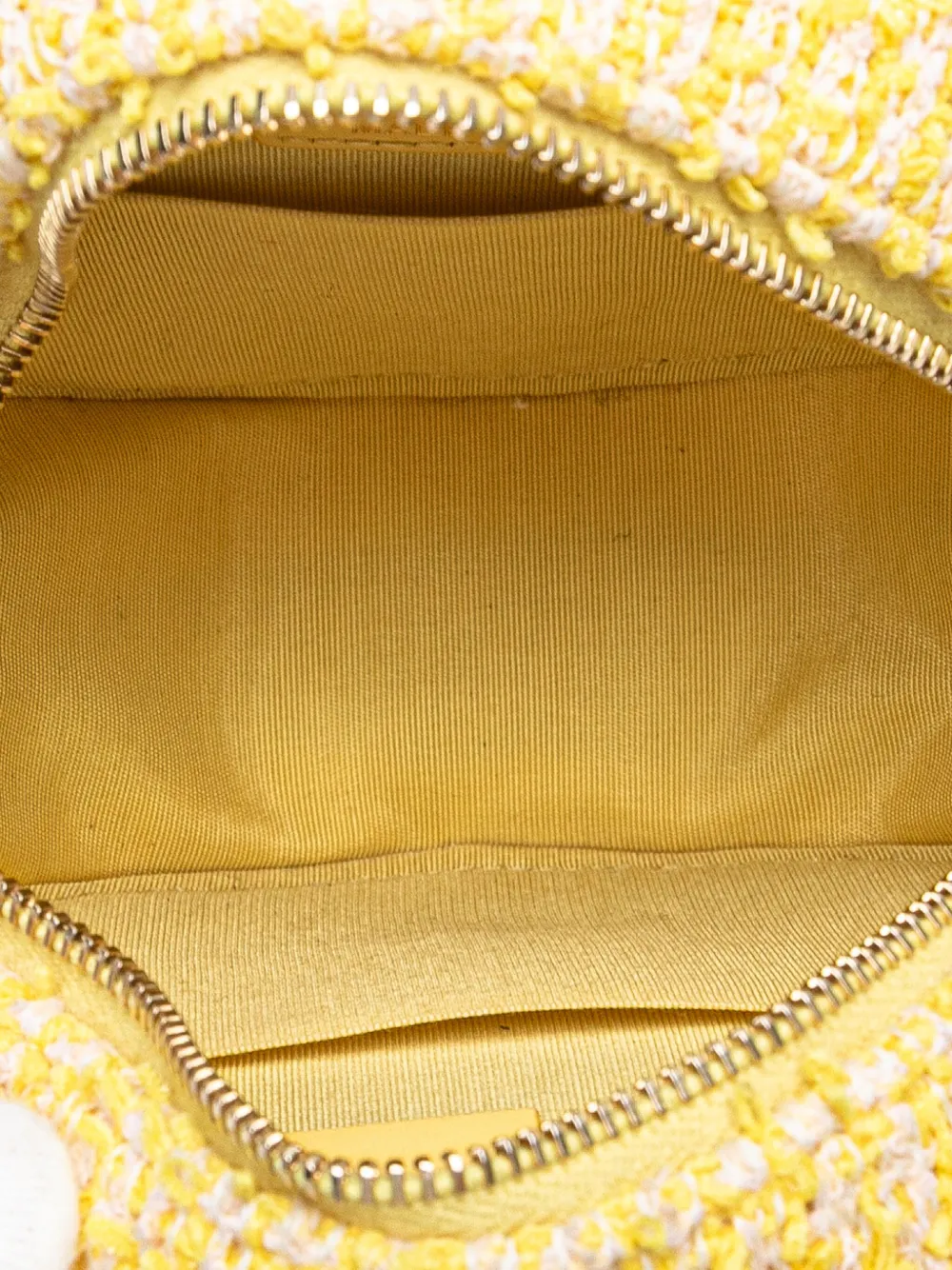 Pre-owned Chanel 2020 Tweed 19 Round Clutch With Chain Satchel In Yellow