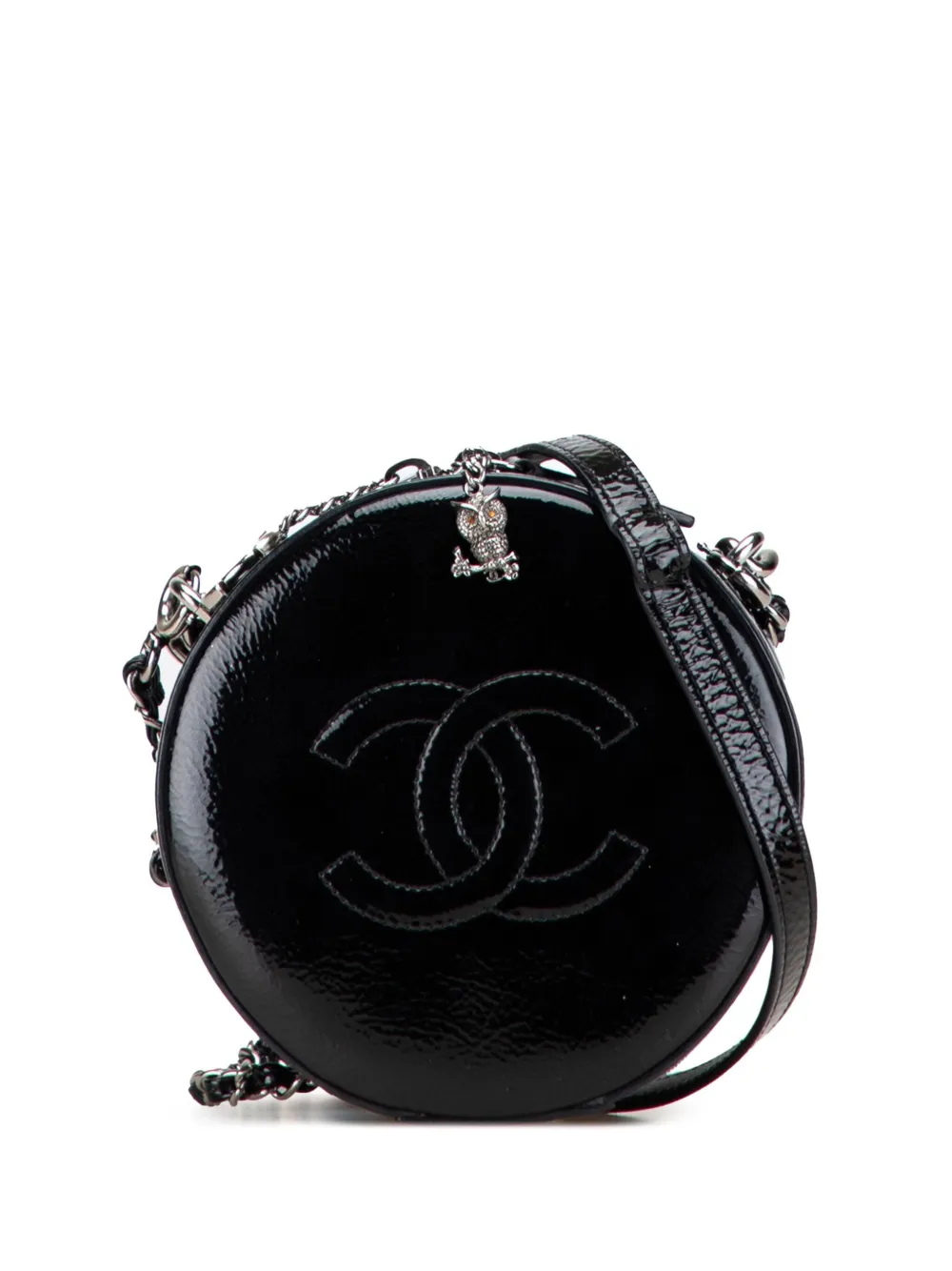 CHANEL Pre-Owned 2018-2019 Patent Round As Earth Bag satchel | Black | Image 1