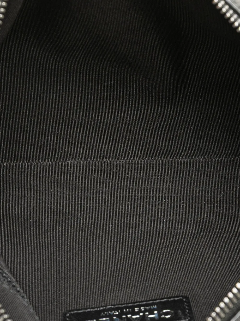 Pre-owned Chanel 2019 Calfskin Signature Chain Signe Bowling Bag Crossbody Bag In Black