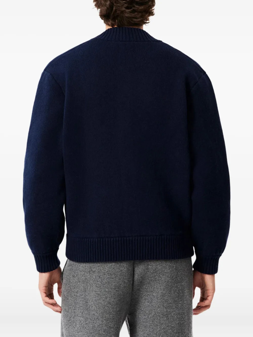 Lacoste Buttoned-wool Bomber Jacket In Blue