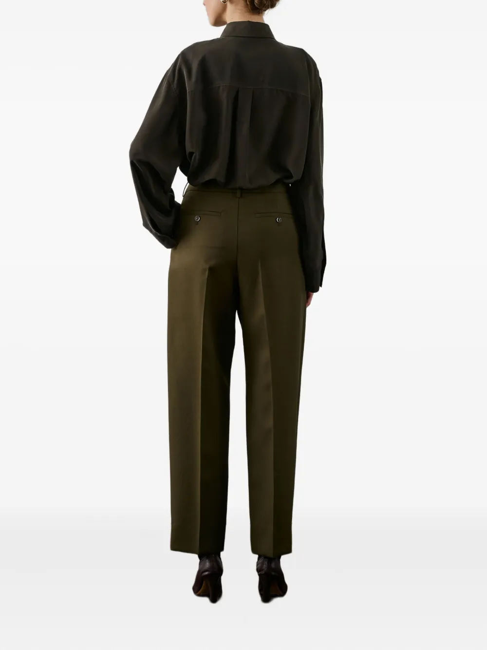 Soeur Ferrel Pleated High-waisted Trousers In Green
