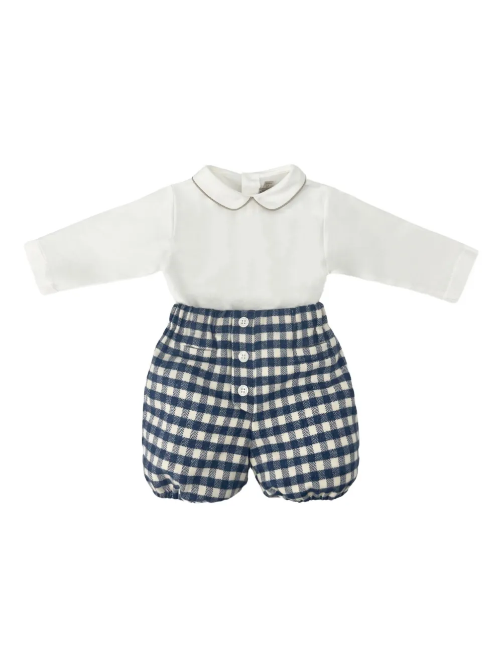 La Stupenderia vichy-pattern babygrow set - Weiß
