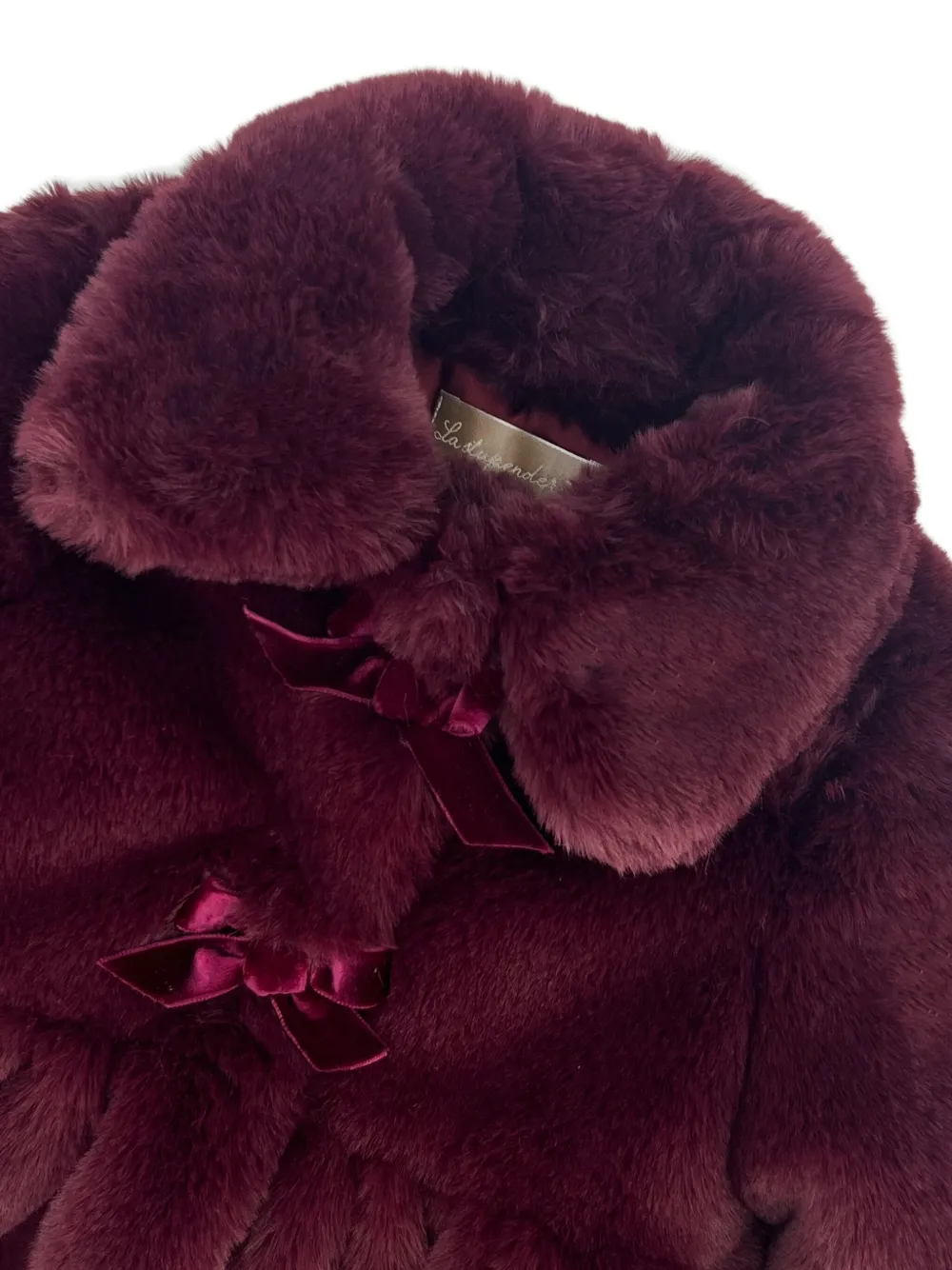 La Stupenderia Faux-fur Bow-detail Coat In Purple