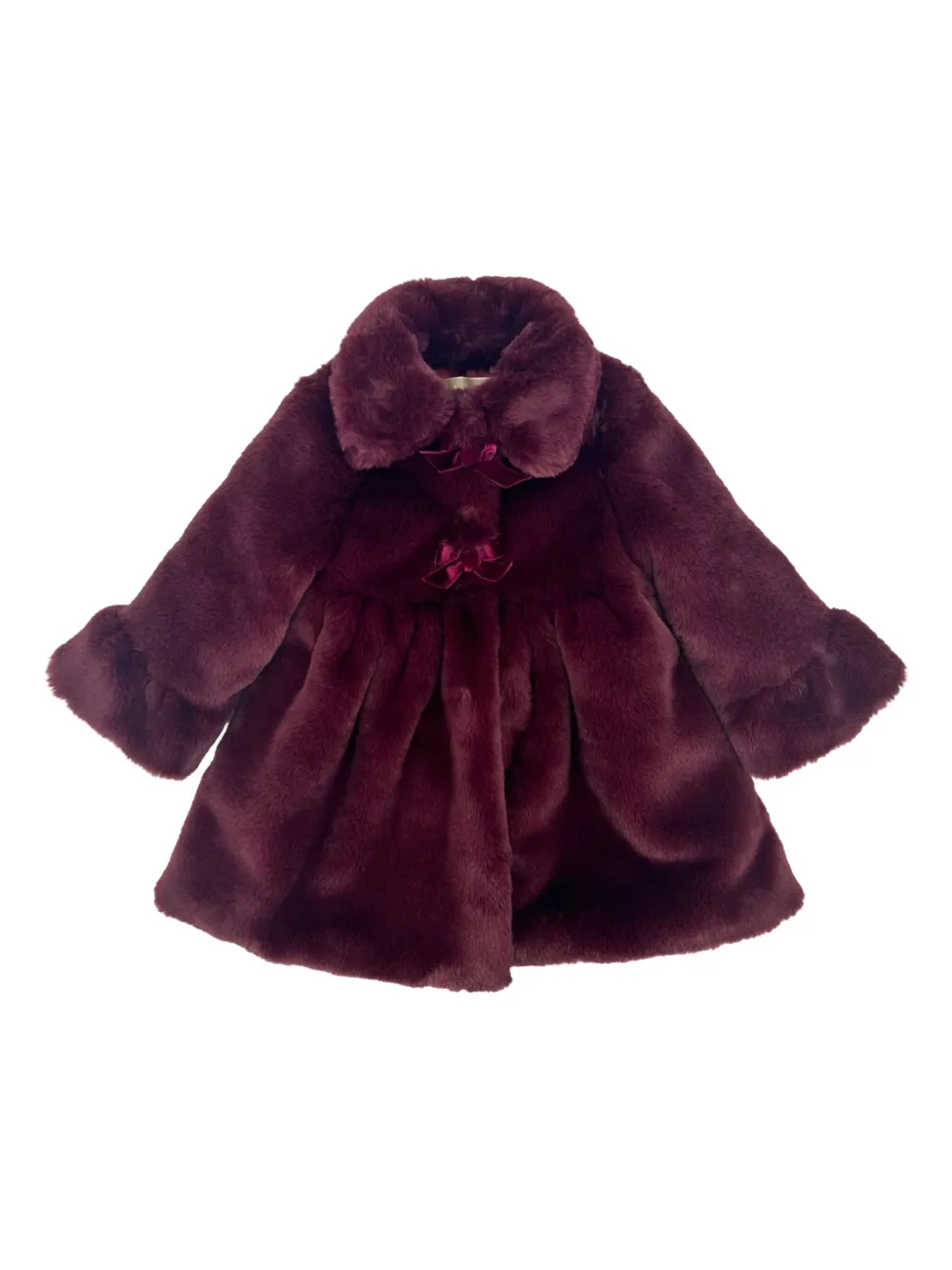 La Stupenderia Faux-fur Bow-detail Coat In Purple