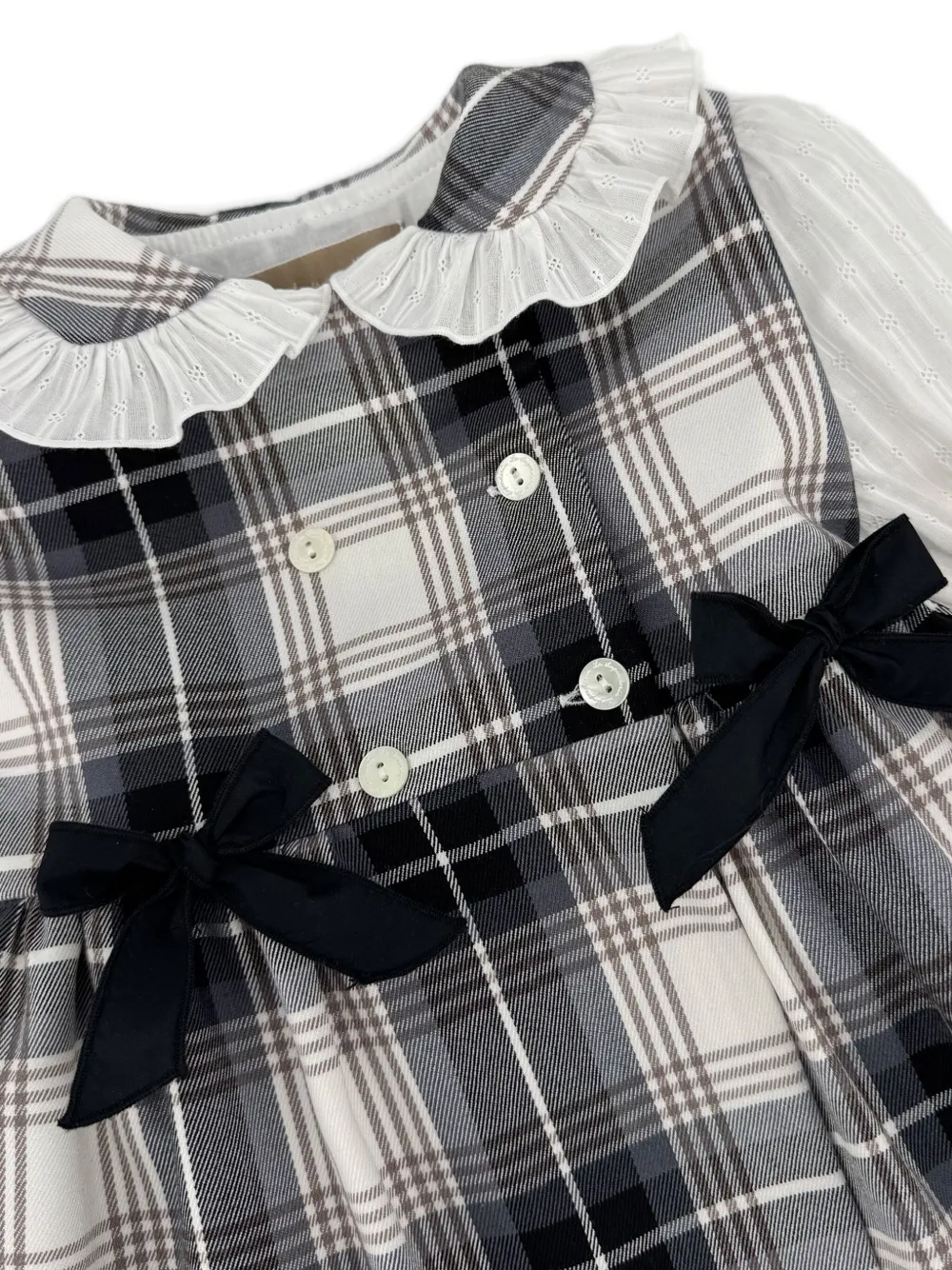 La Stupenderia Jurk met tartan ruit en strikdetail Zwart