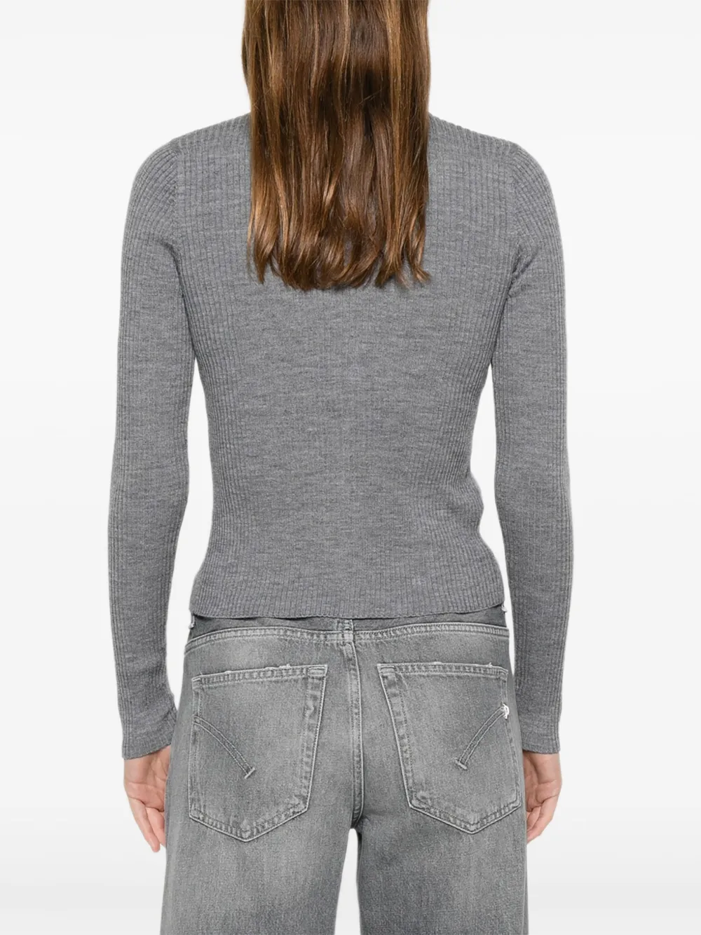 PINKO Geribbeld vest met knoop Grijs