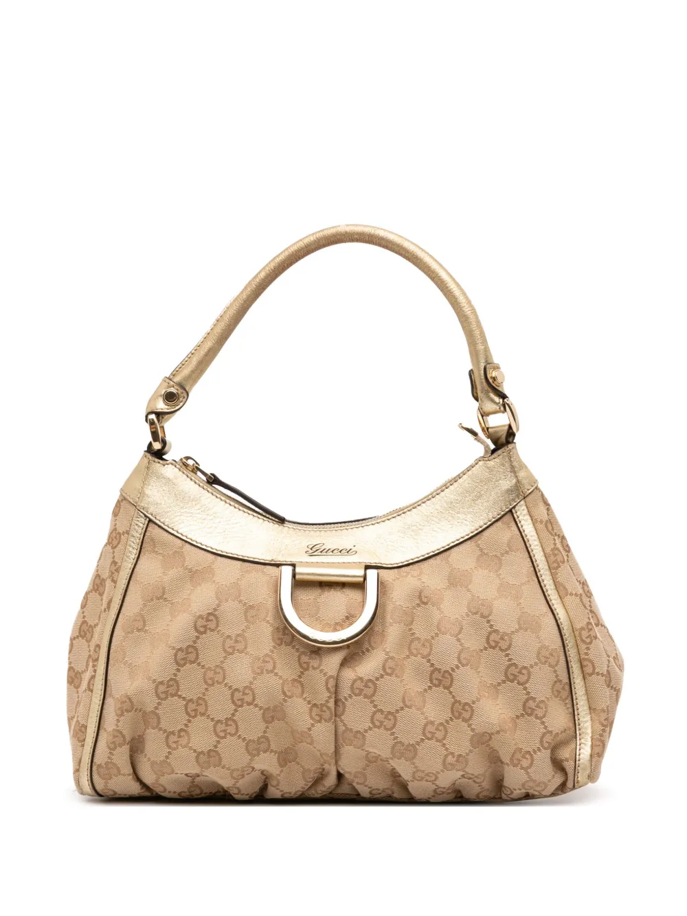 Pre-owned Gucci 2016-2025 Gg Canvas Abbey D Ring Handbag In Brown