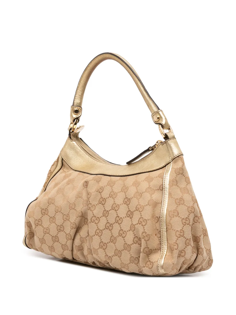Pre-owned Gucci 2016-2025 Gg Canvas Abbey D Ring Handbag In Brown