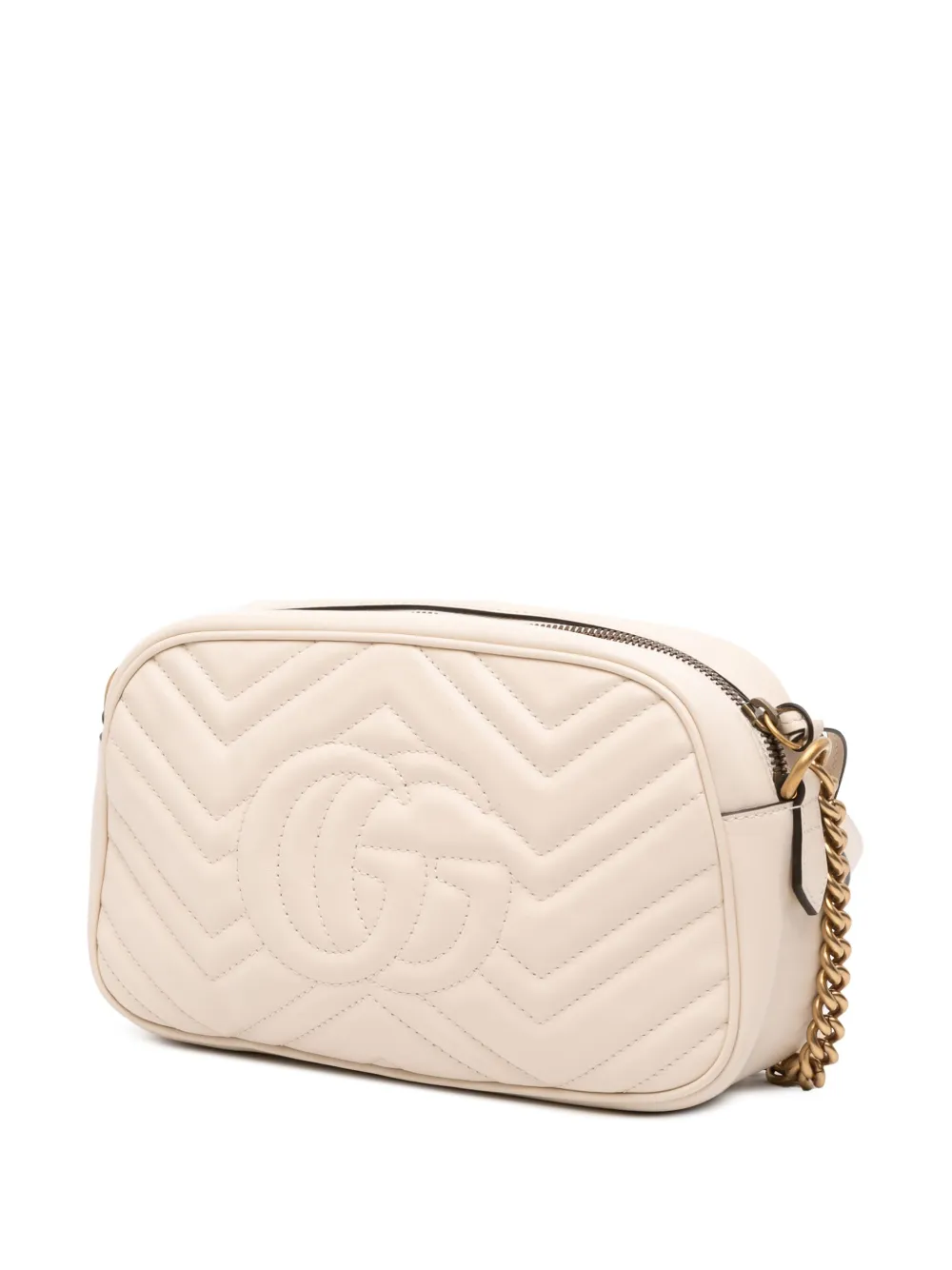 Pre-owned Gucci 2016-2025 Small Gg Marmont Matelasse Leather Crossbody Bag In White
