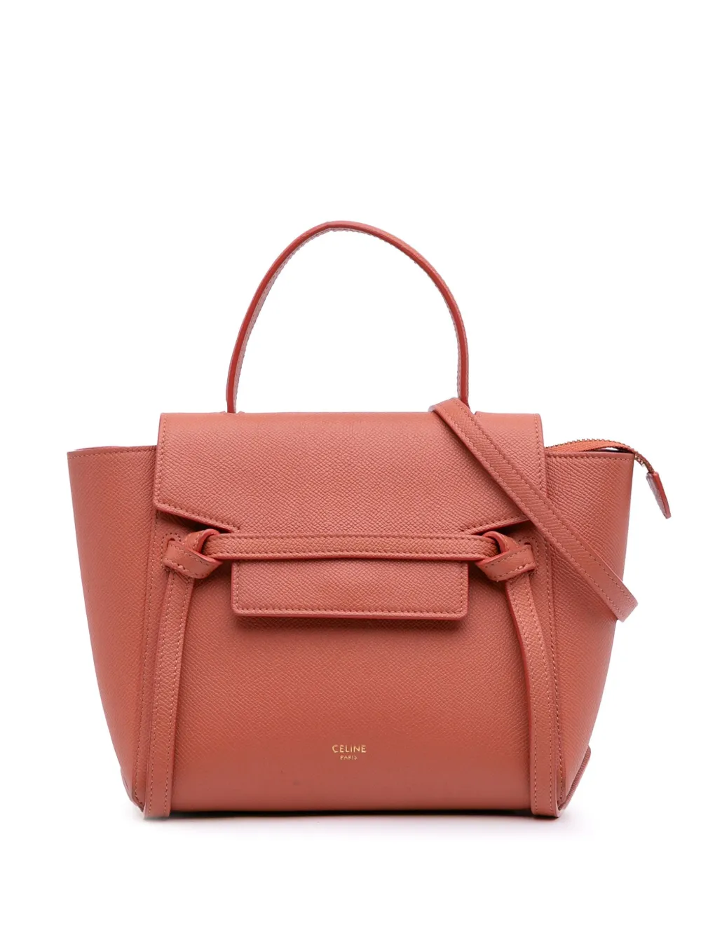 Pre-owned Celine 2010 Nano Grained Calfskin Belt Bag Satchel In Orange