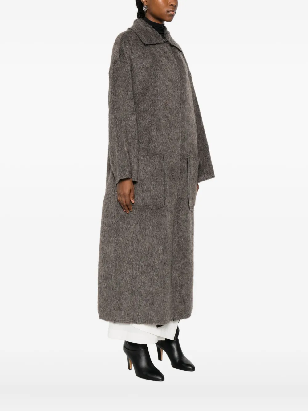 Uli Schneider Brushed-finish Coat In Gray