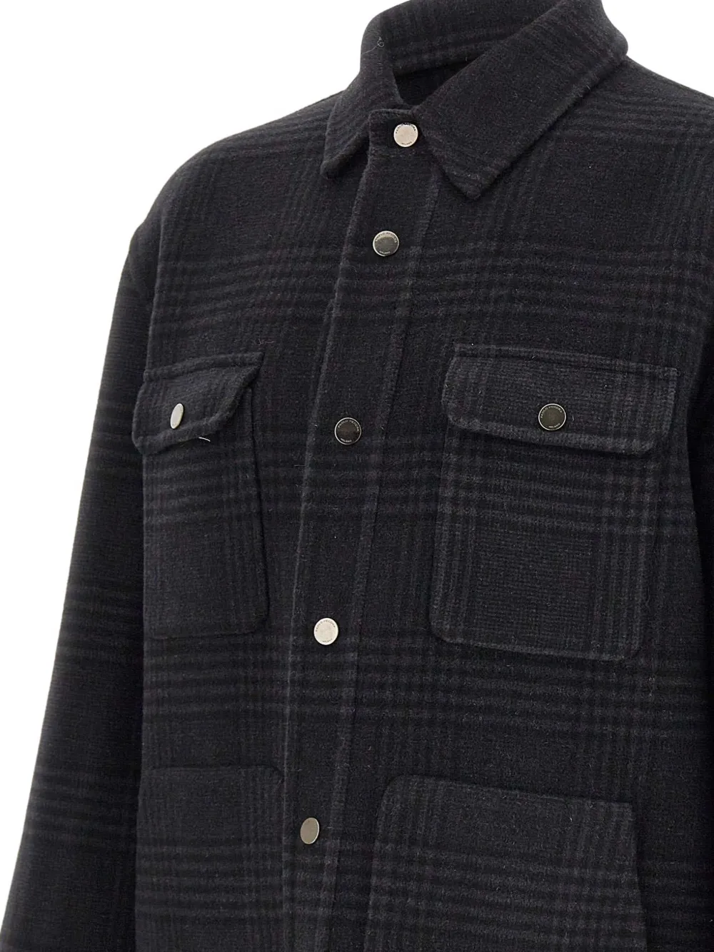 Paolo Pecora Micro-check Four-pocket Jacket In Black