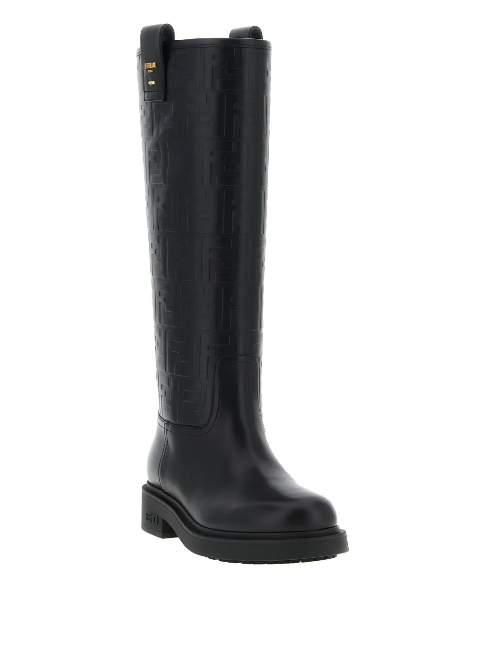 Fendi Filo Embossed-pattern Boots In Black