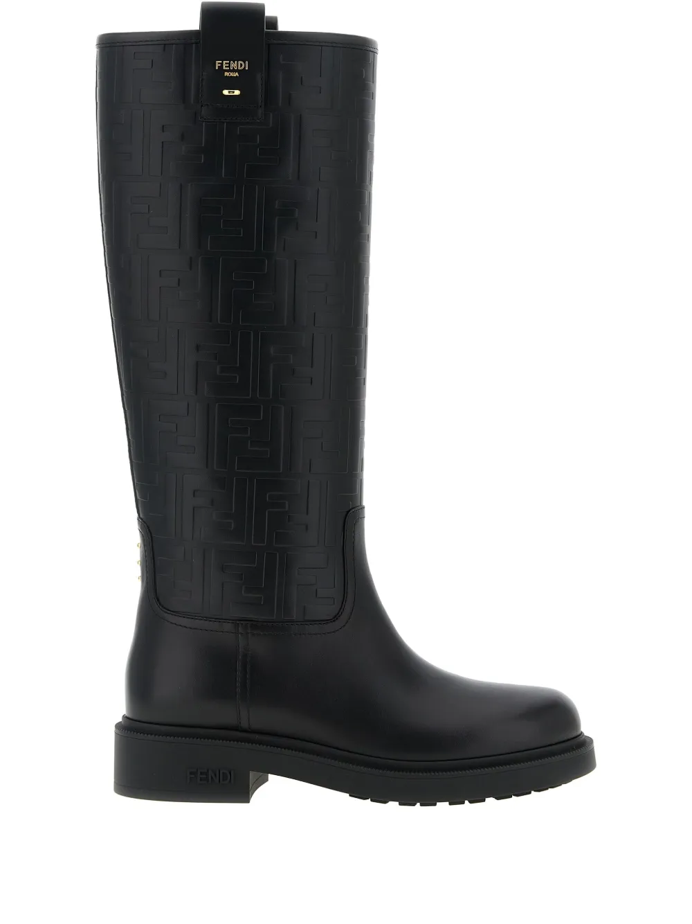 Fendi Filo Embossed-pattern Boots In Black