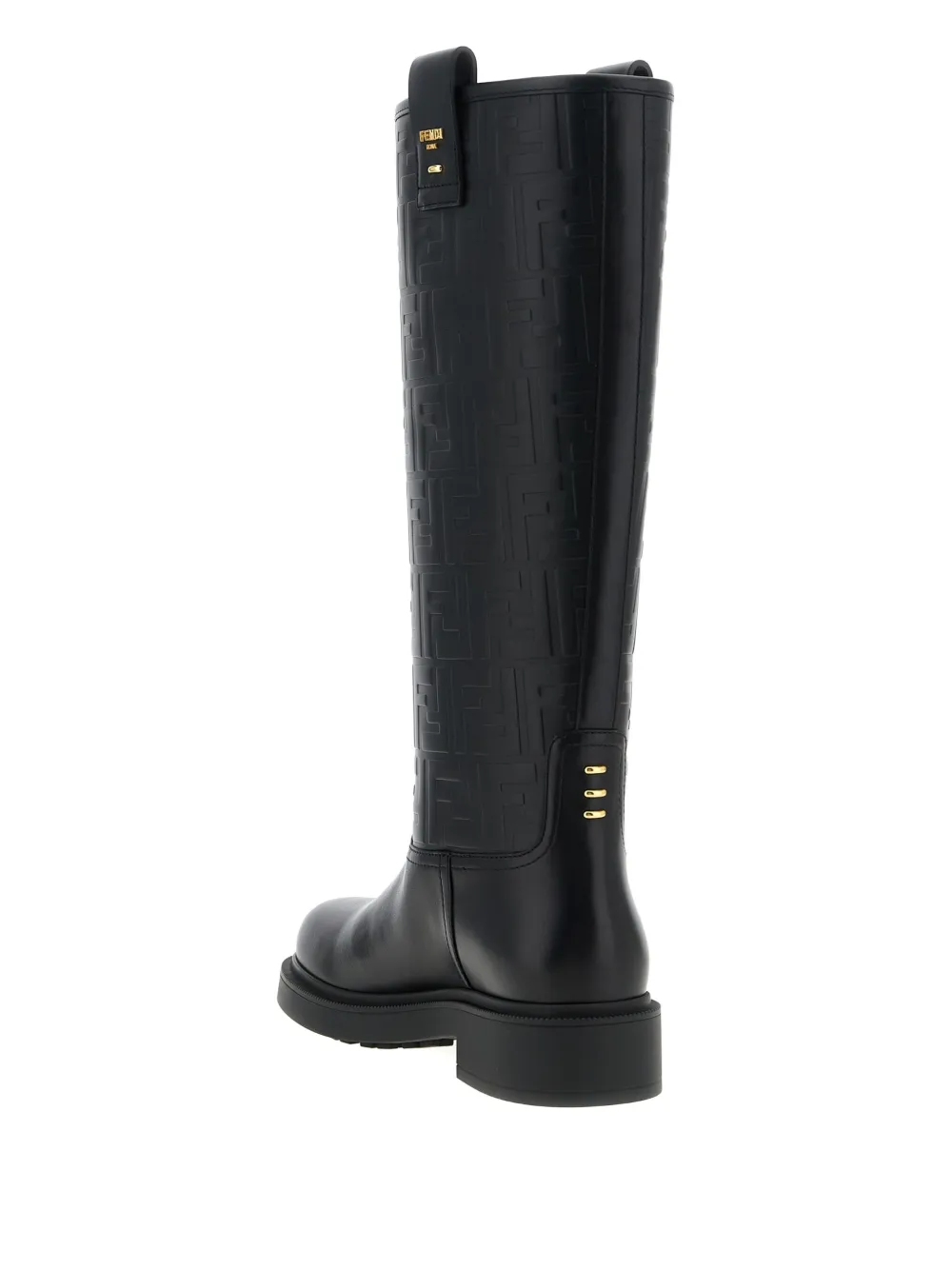 Fendi Filo Embossed-pattern Boots In Black