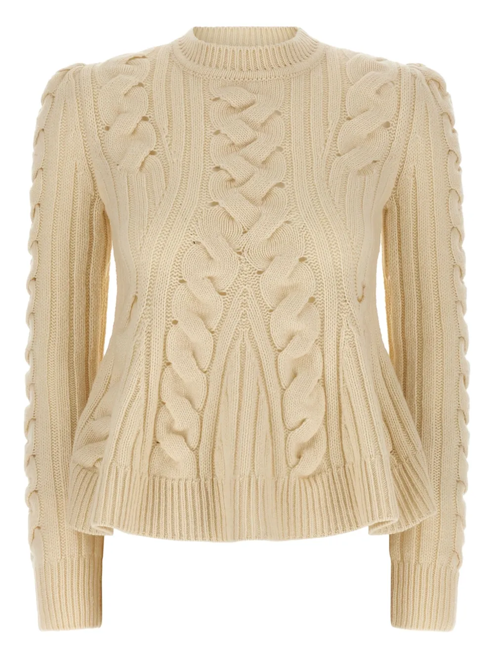 Alexander Mcqueen Wool And Cashmere Cable Sweater Clothing In Neutral