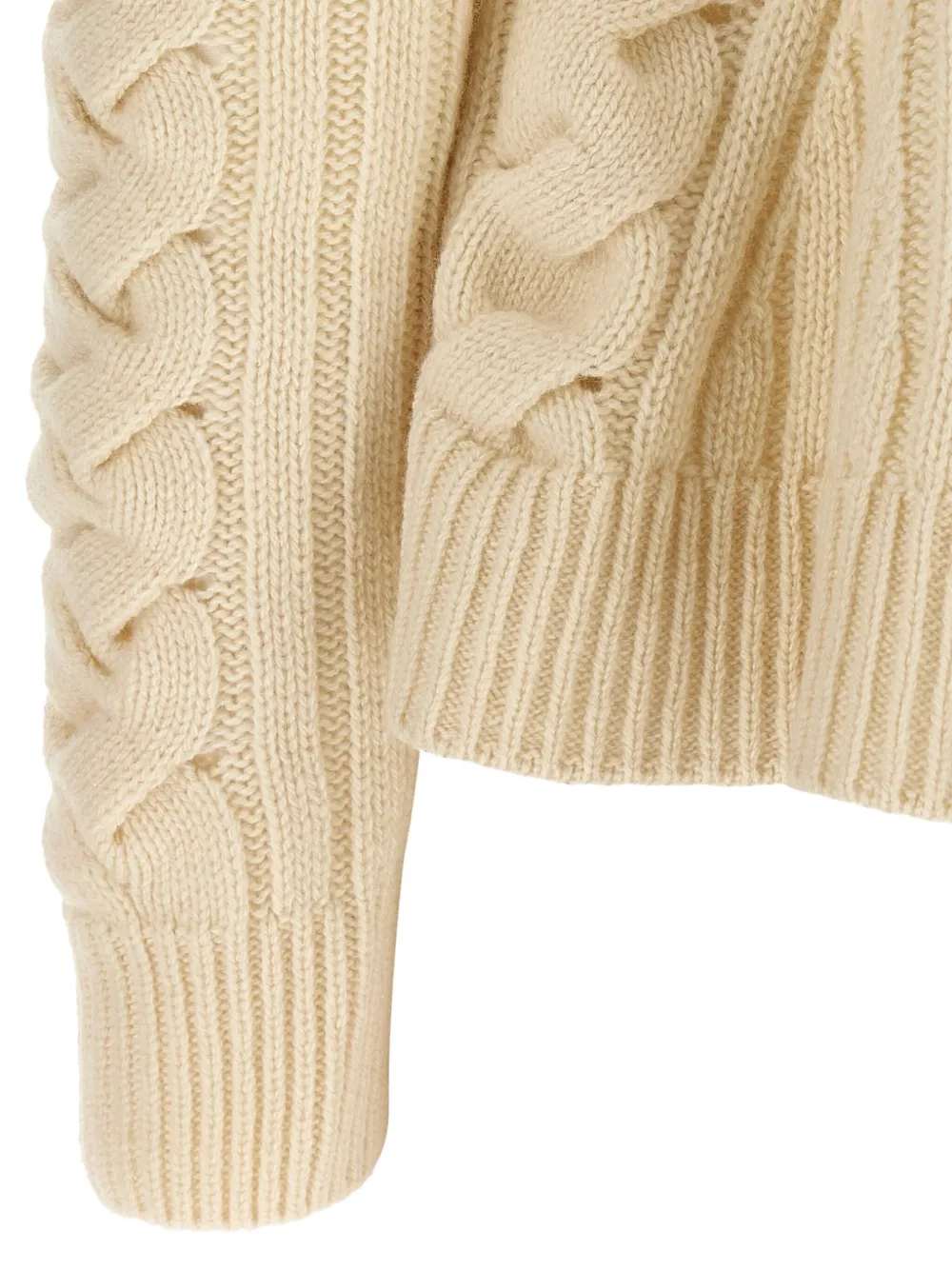 Alexander Mcqueen Wool And Cashmere Cable Sweater Clothing In Neutral