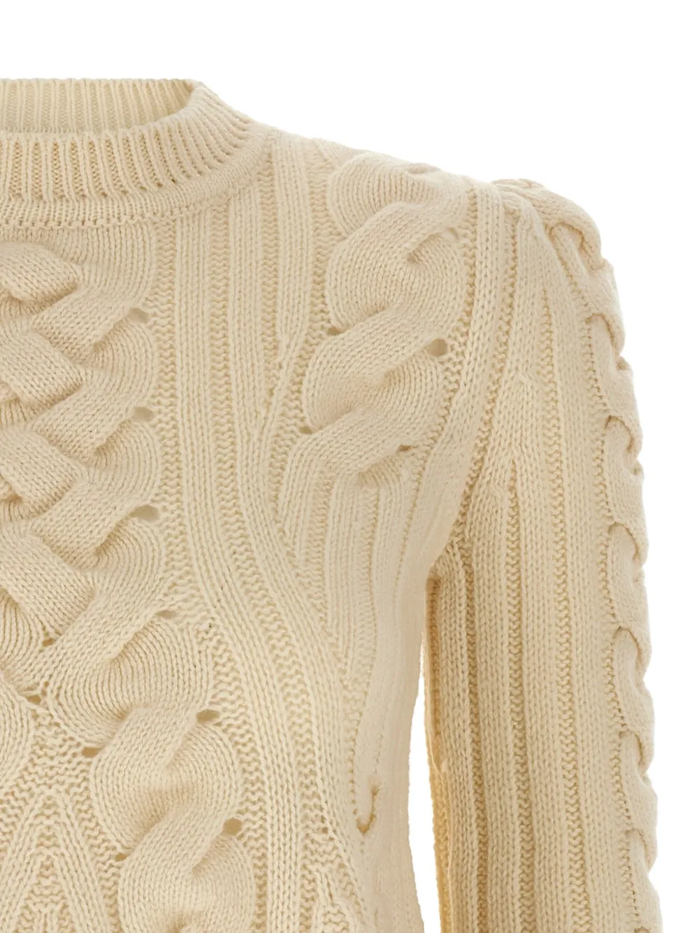 Alexander Mcqueen Wool And Cashmere Cable Sweater Clothing In Neutral