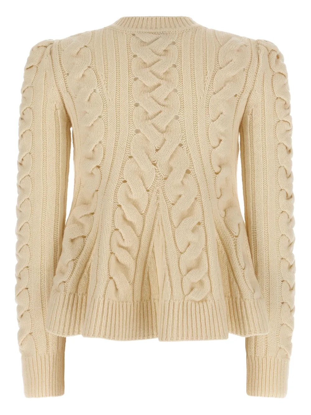 Alexander Mcqueen Wool And Cashmere Cable Sweater Clothing In Neutral