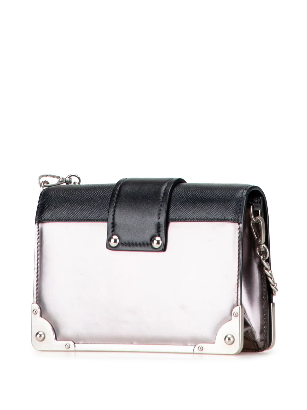 Pre-owned Prada 2015-2025 Saffiano Trimmed Metallic Vitello Cahier Bag Crossbody Bag In Brown
