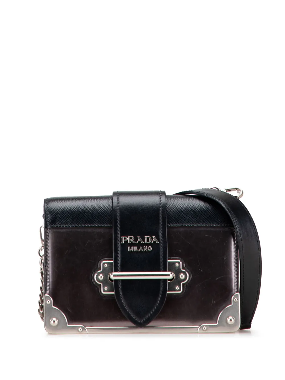 Сумка Vitello Cahier, бывшая в употреблении у Prada, 2015-2025, с отделкой из сафьяна и металла, через плечо