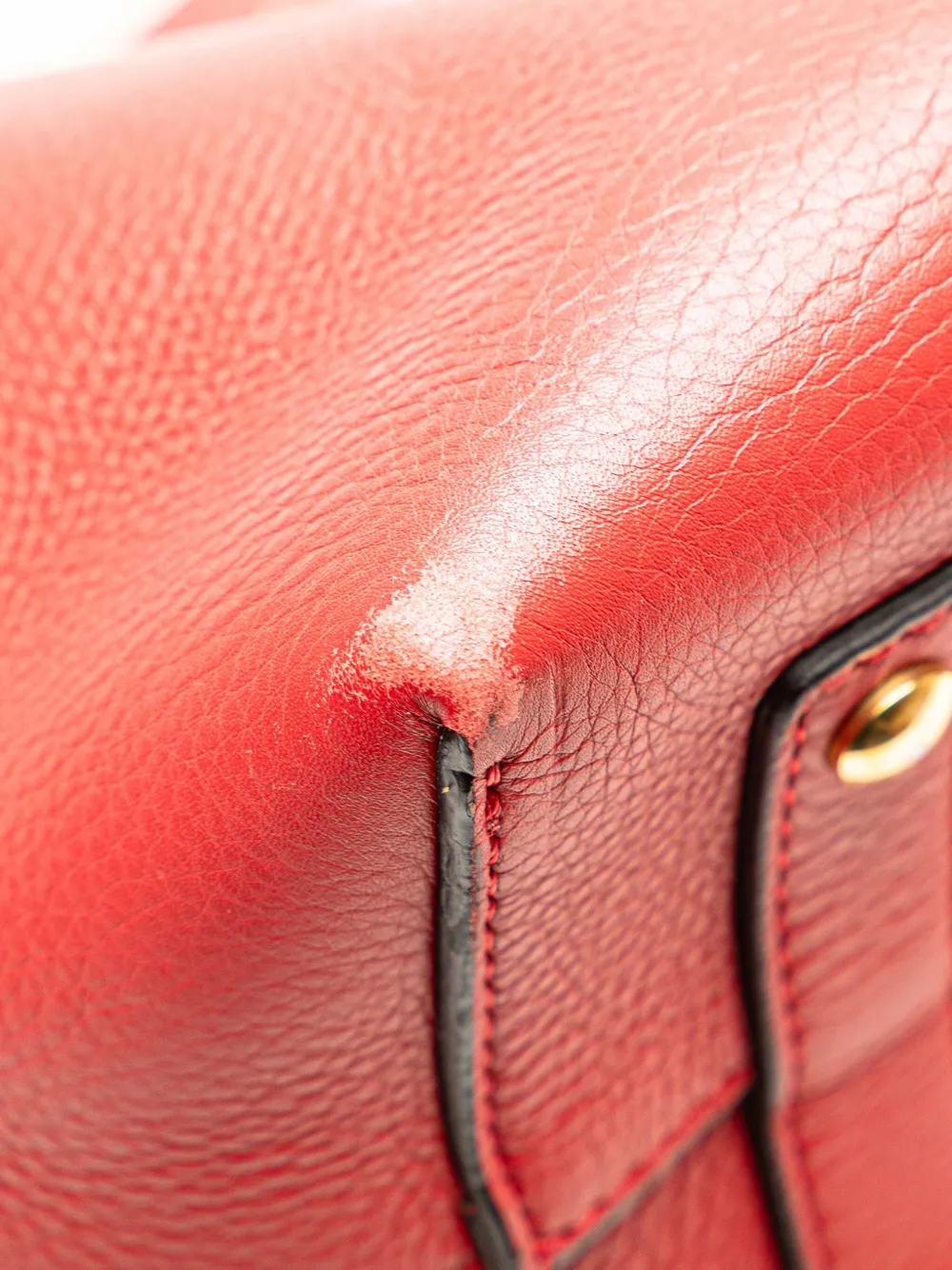 Pre-owned Burberry 2010-2025 Small Grained Calfskin Belt Satchel In Red