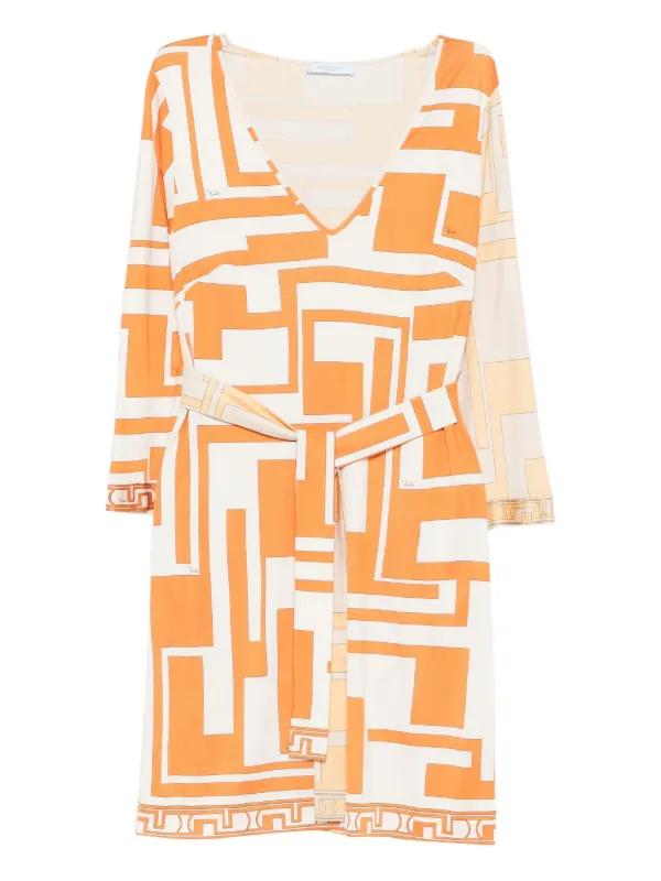 Emilio Pucci 2000s Geometric Print Silk Dress - White