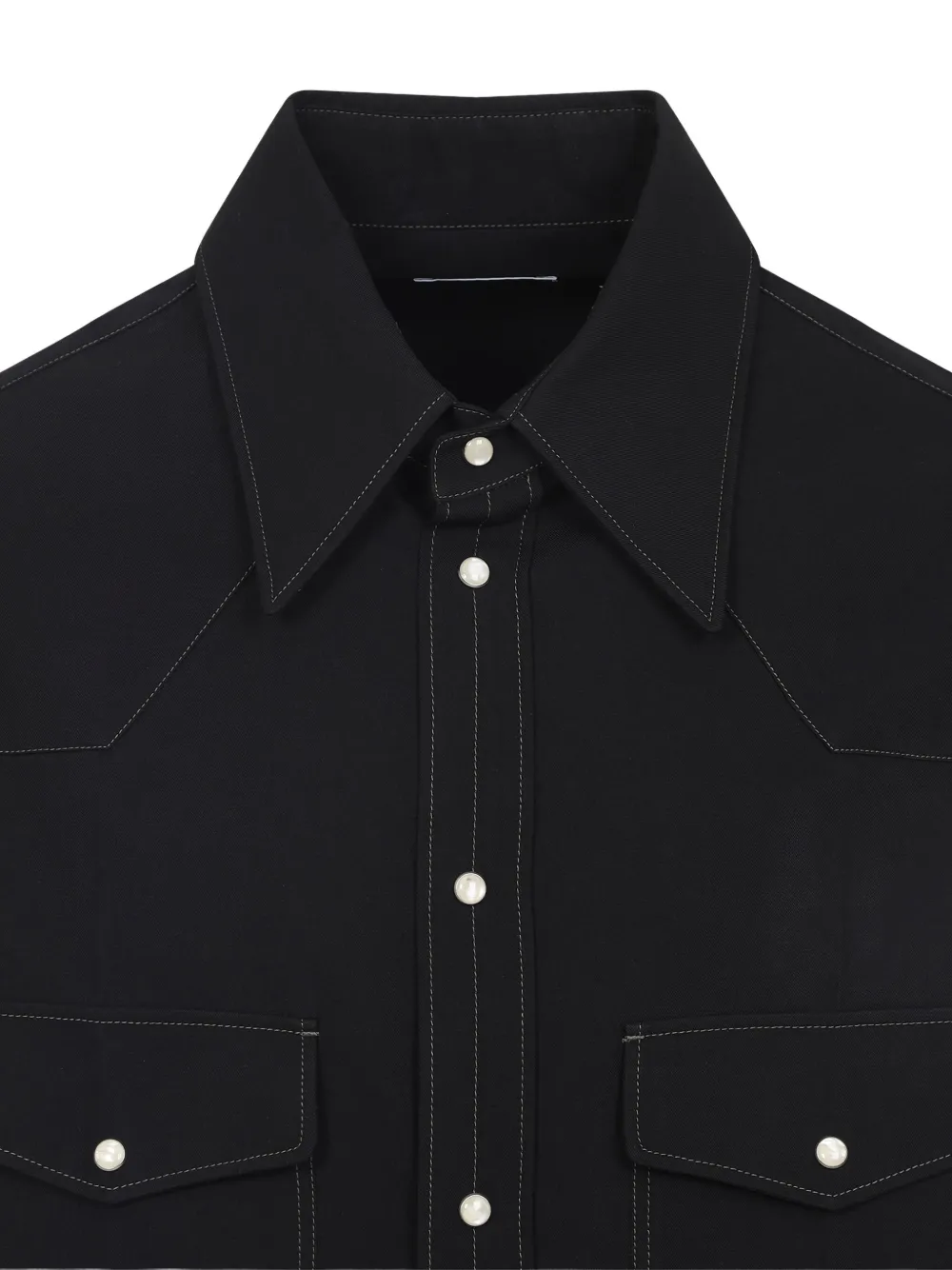 Lemaire Western Shirt With Pointed Collar And Pockets In Black