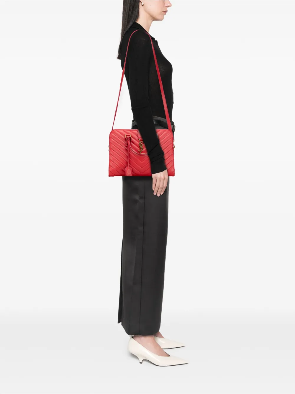 Saint Laurent Pre-Owned 2014 Small Chevron Calfskin Monogram Cabas satchel | Pre-Owned | Image 2