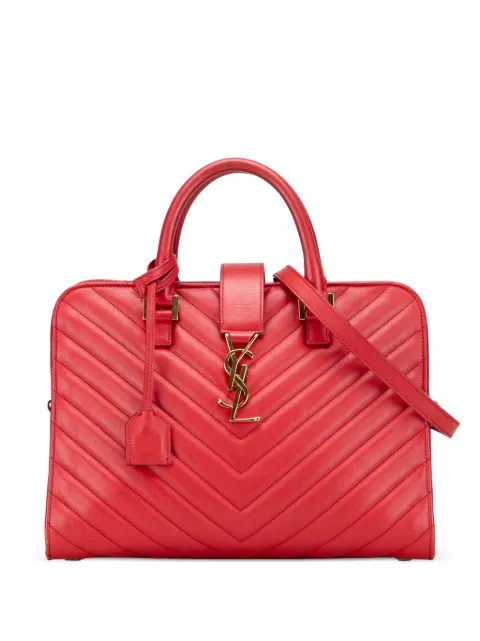 Saint Laurent Pre-Owned 2014 Small Chevron Calfskin Monogram Cabas satchel