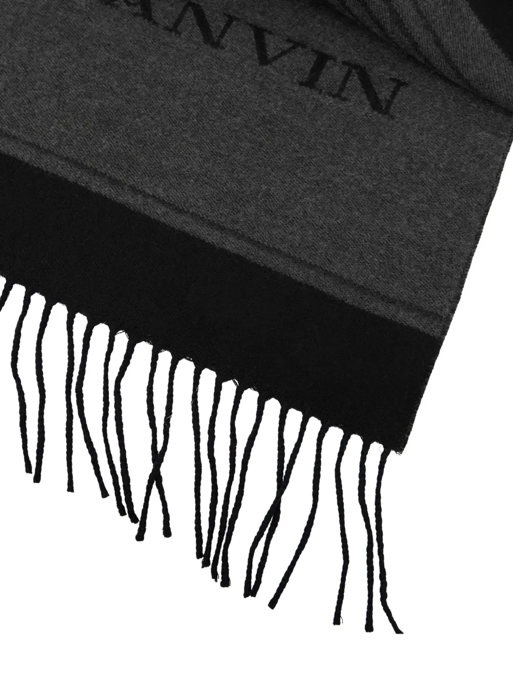 Lanvin Logo Fringed Scarf In Gray