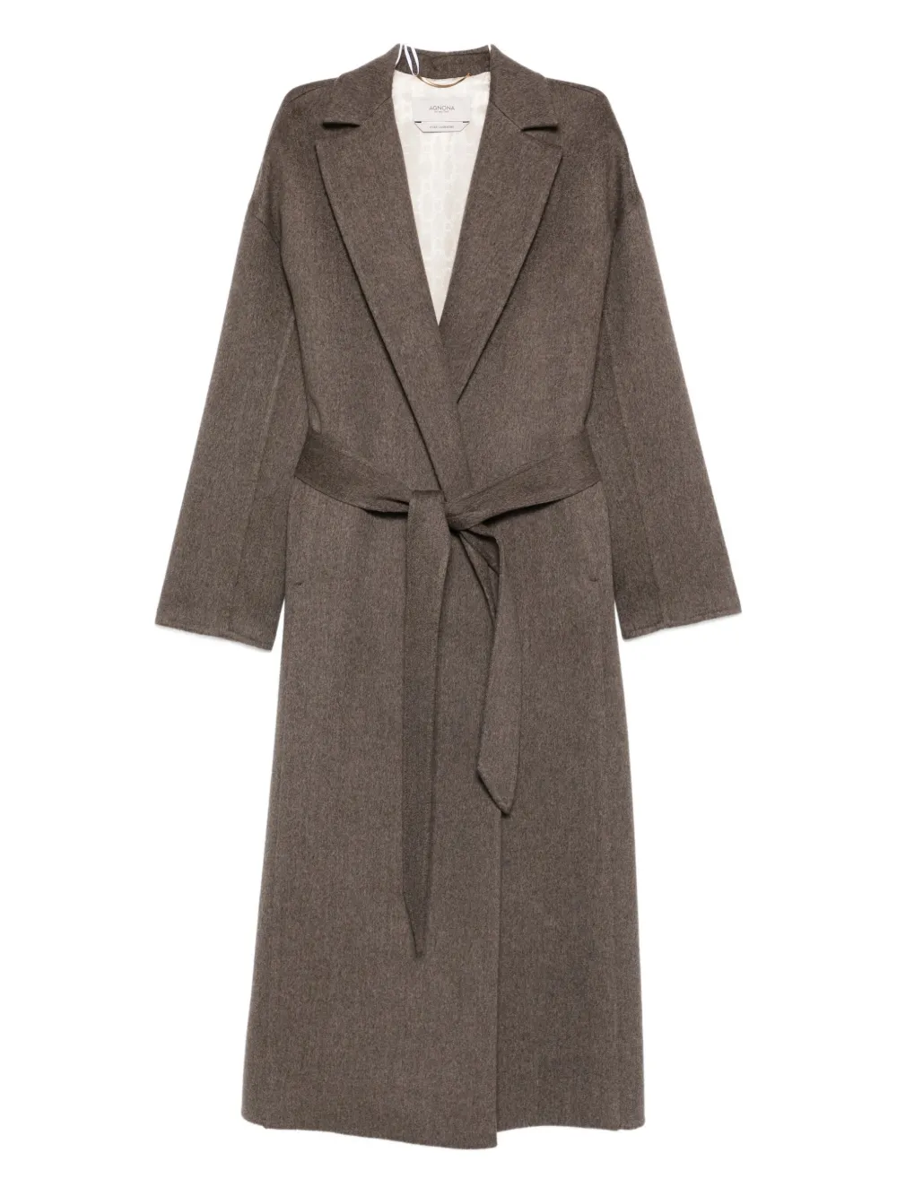 Agnona Belted Lapels Coat In Multi