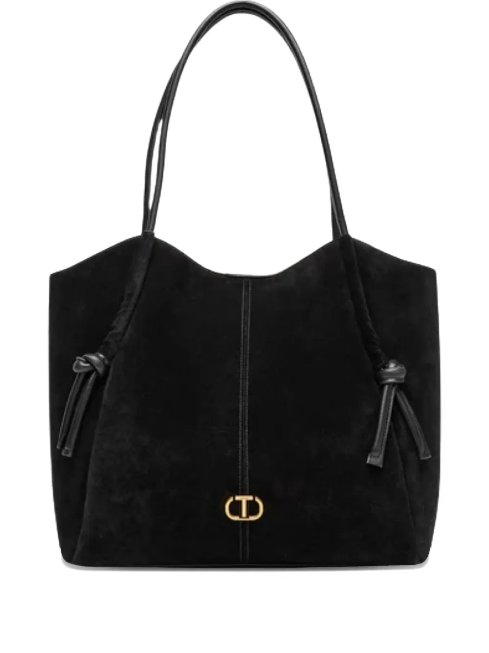 Twinset Knot Suede Tote Bag In Black