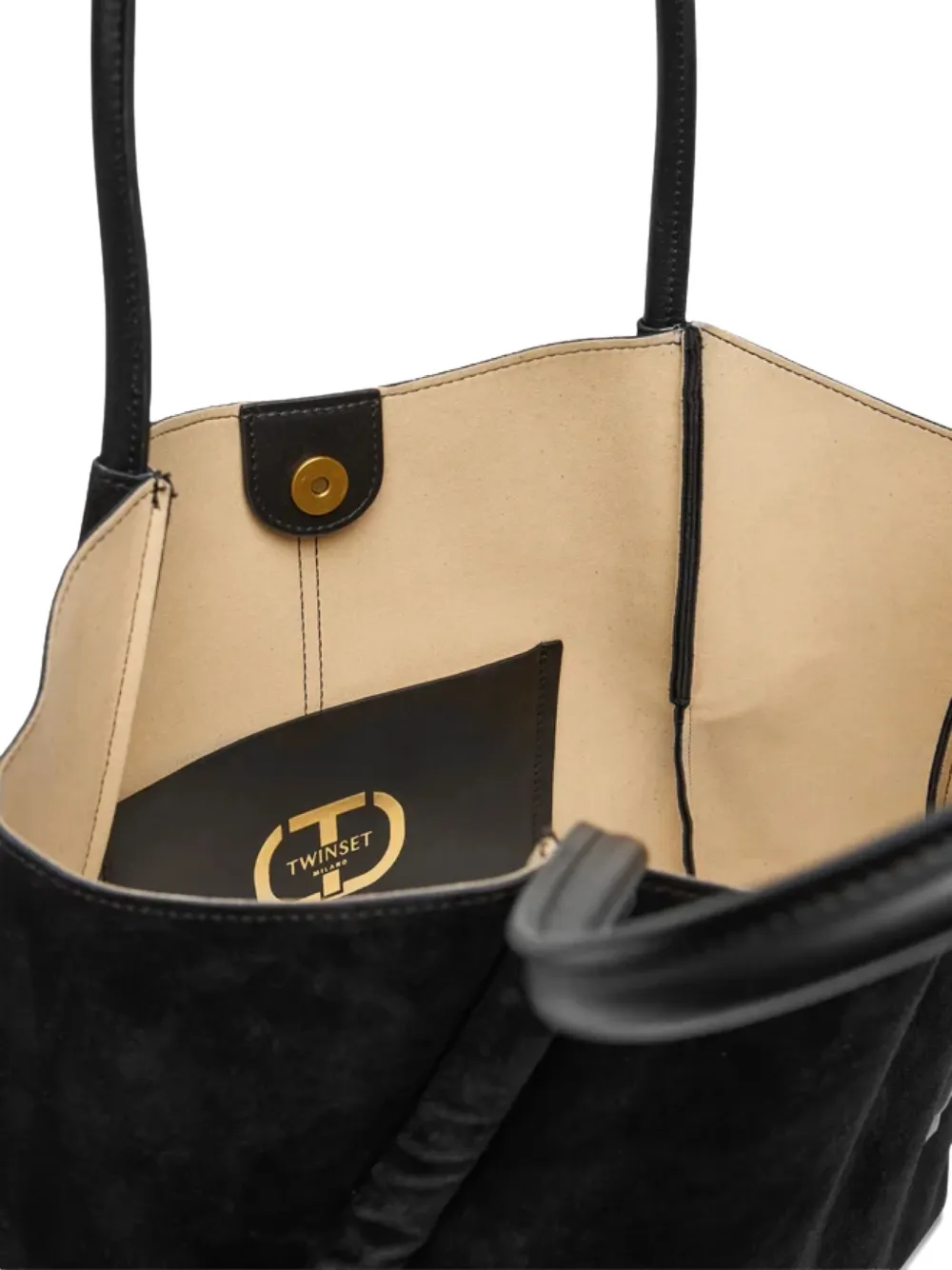Twinset Knot Suede Tote Bag In Black