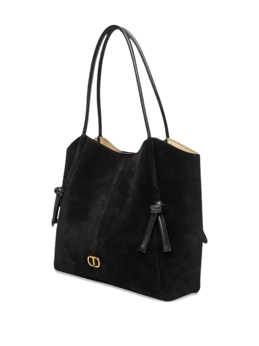 Twinset Knot Suede Tote Bag In Black