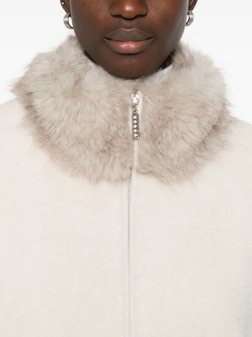 Marccain Fur-collar Gilet In Neutral